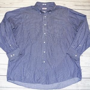 Mens 17 32/33 IZOD Wrinkle Free Dress Shirt Blue